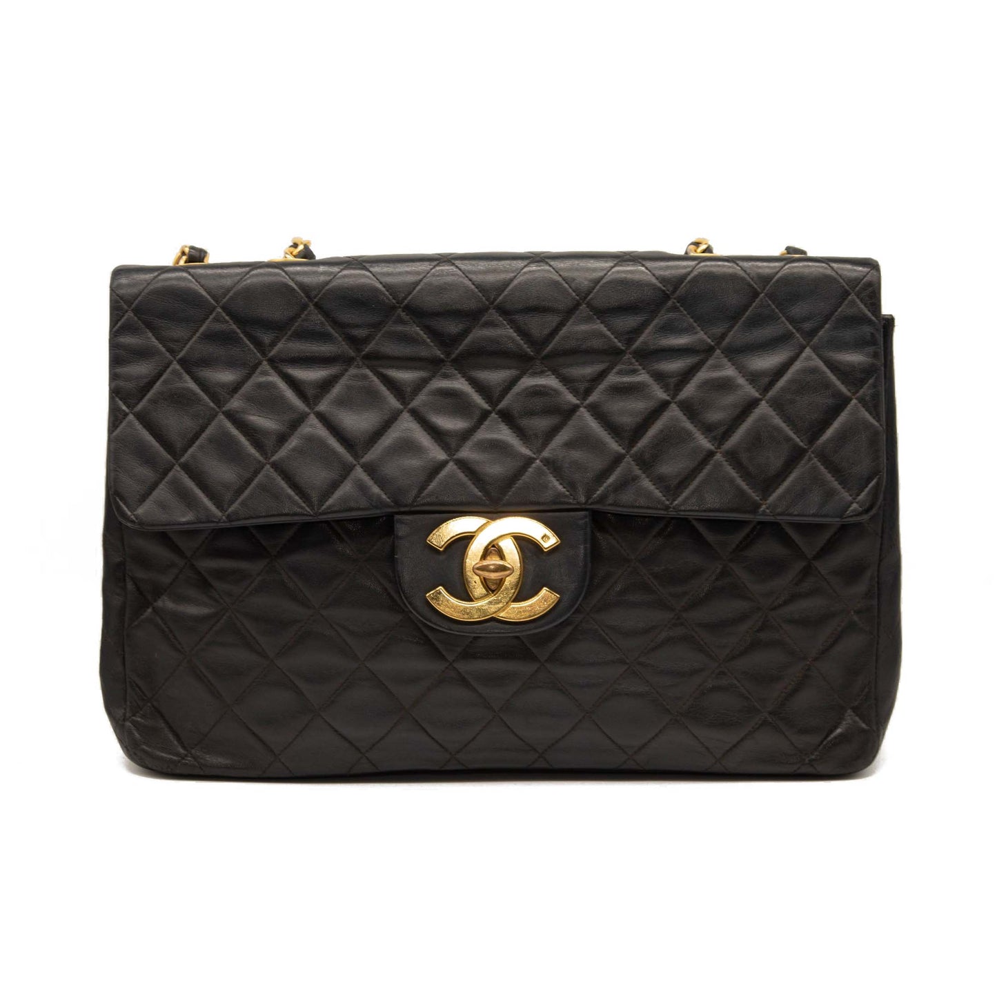 Chanel Lambskin Quilted XL Jumbo Single Flap Black