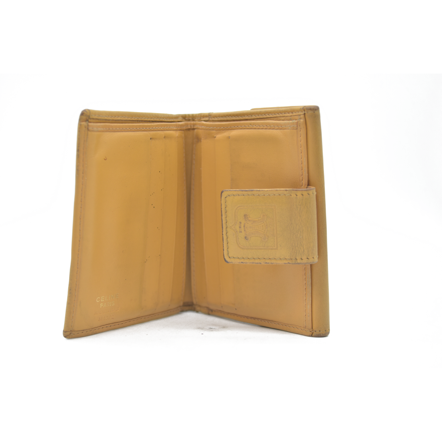 $590 Celine Triomphe Wallet Printed Compact Wallet