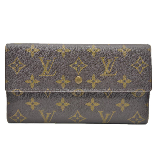$725 Louis Vuitton Monogram Portefeiulle Sarah Long Trifold Wallet Brown TH0090