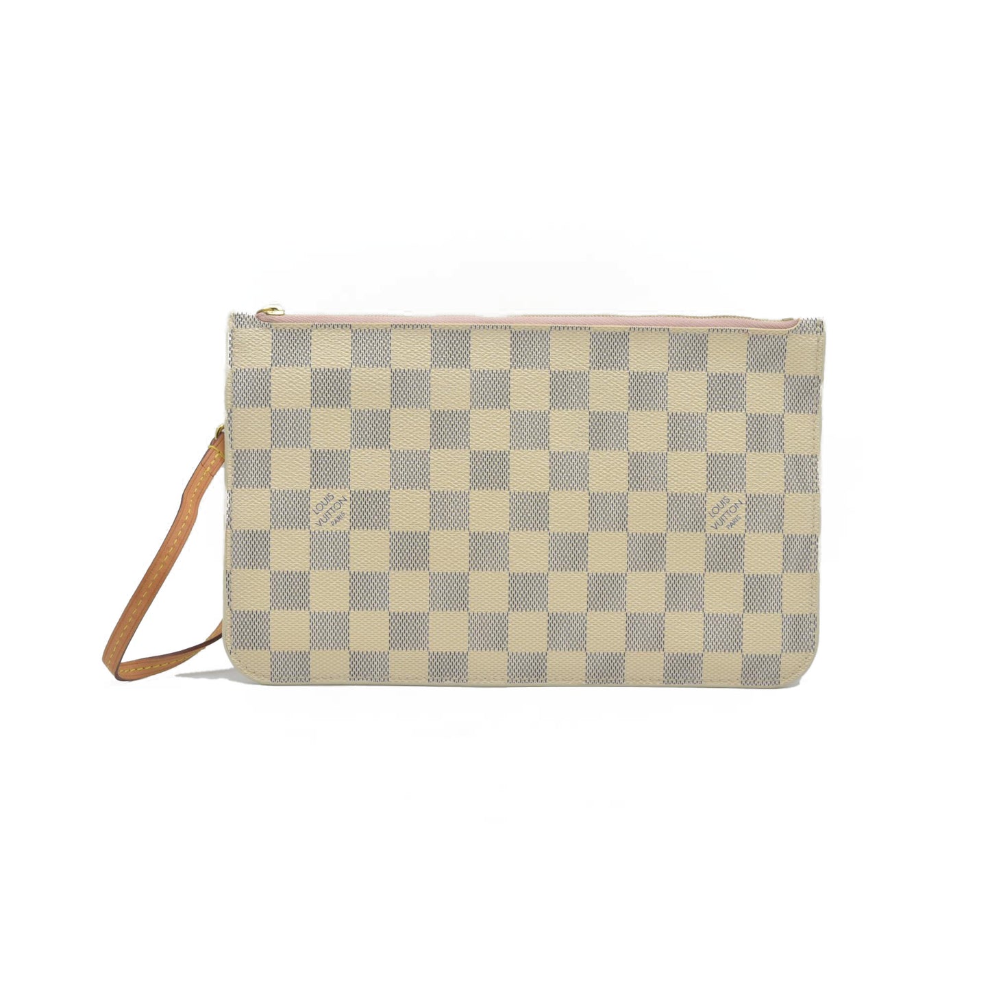 $600 Louis Vuitton Damier Azur Neverfull MM GM Pochette Rose Ballerine MS3179