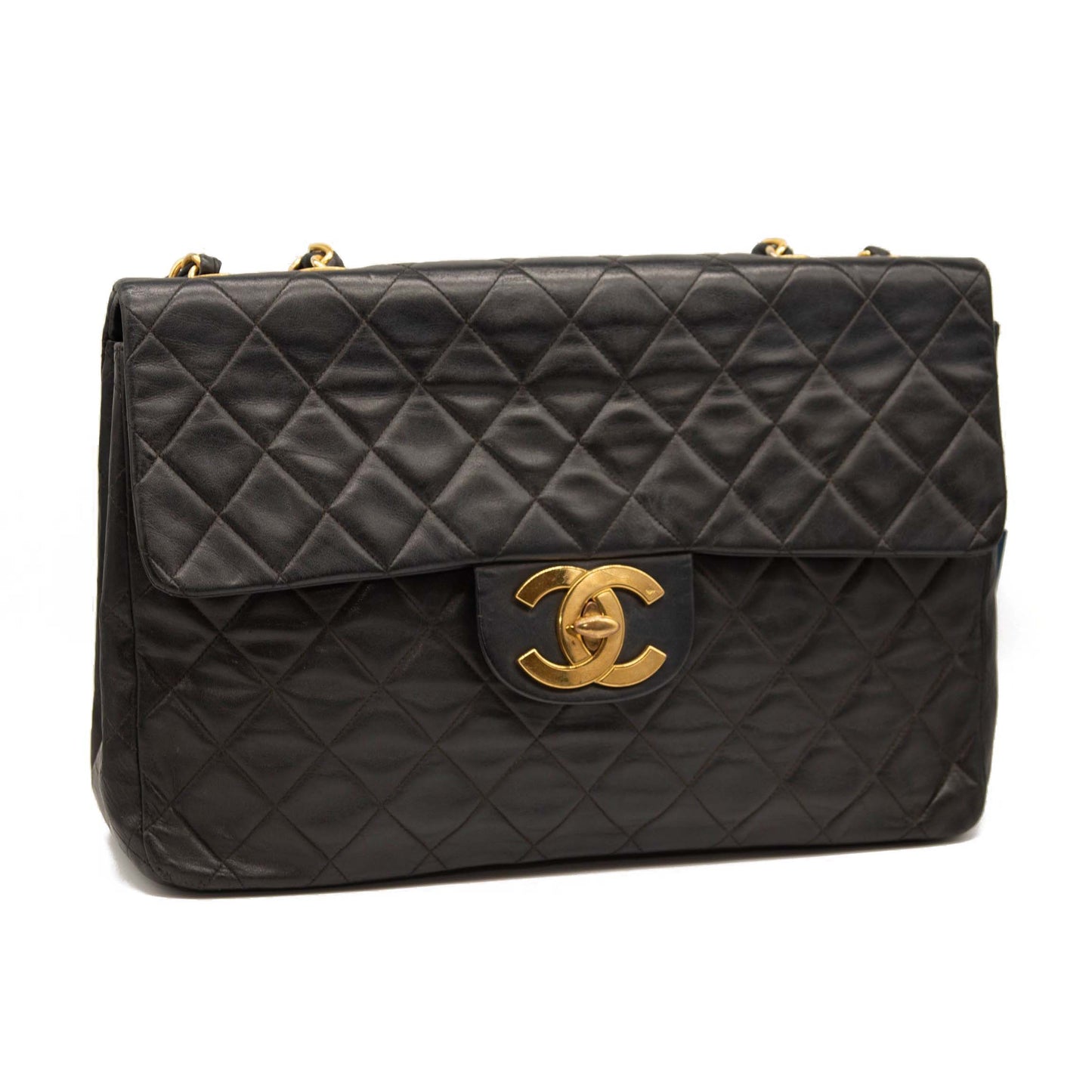 Chanel Lambskin Quilted XL Jumbo Single Flap Black