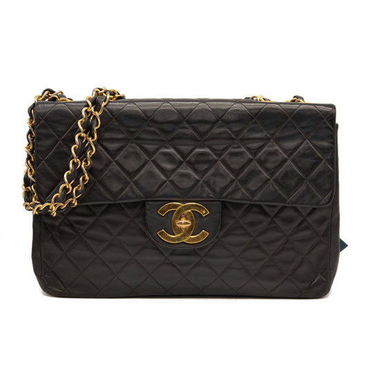 Chanel Lambskin Quilted XL Jumbo Single Flap Black