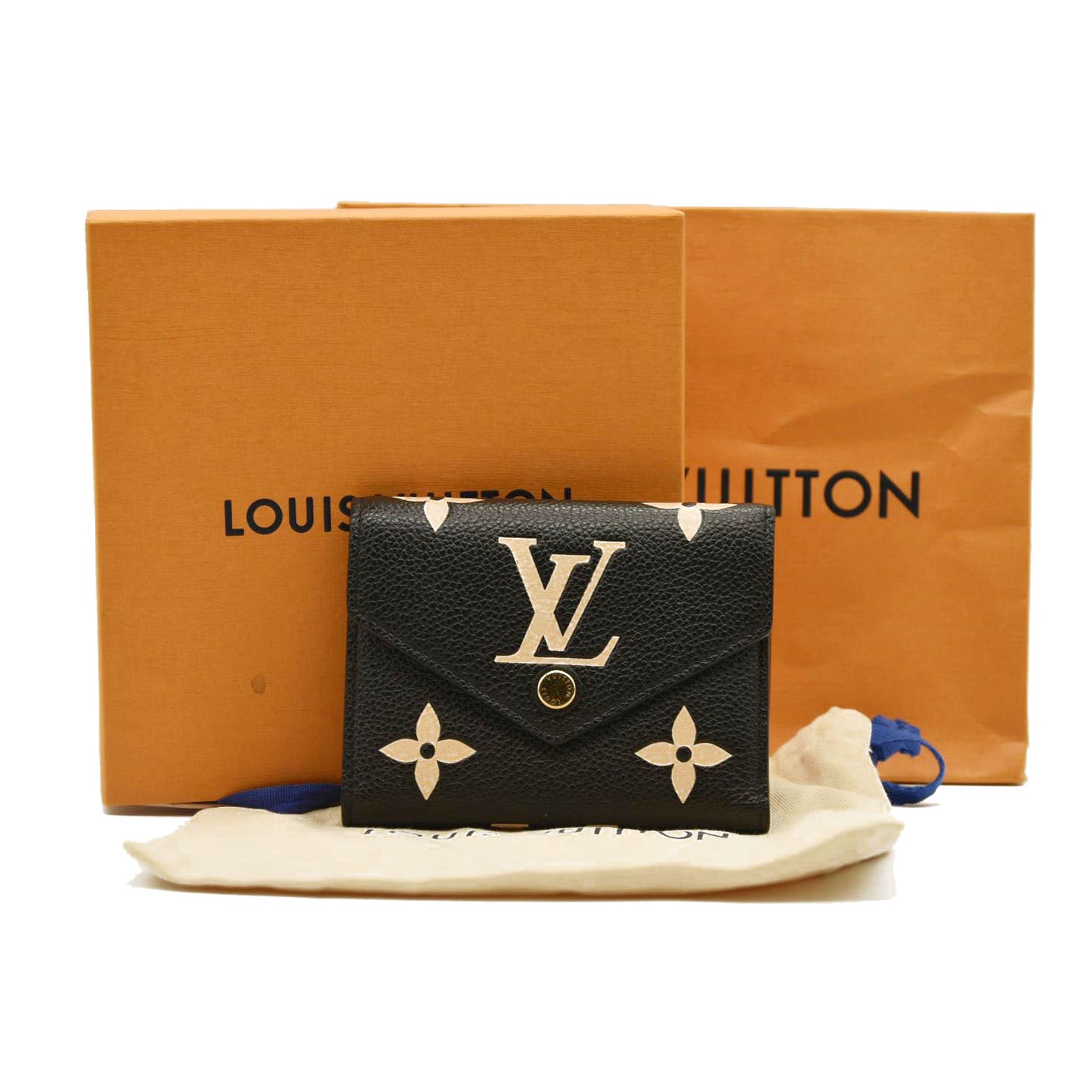 LOUIS VUITTON  Empreinte Monogram Giant Victorine Wallet Black Beige RFID