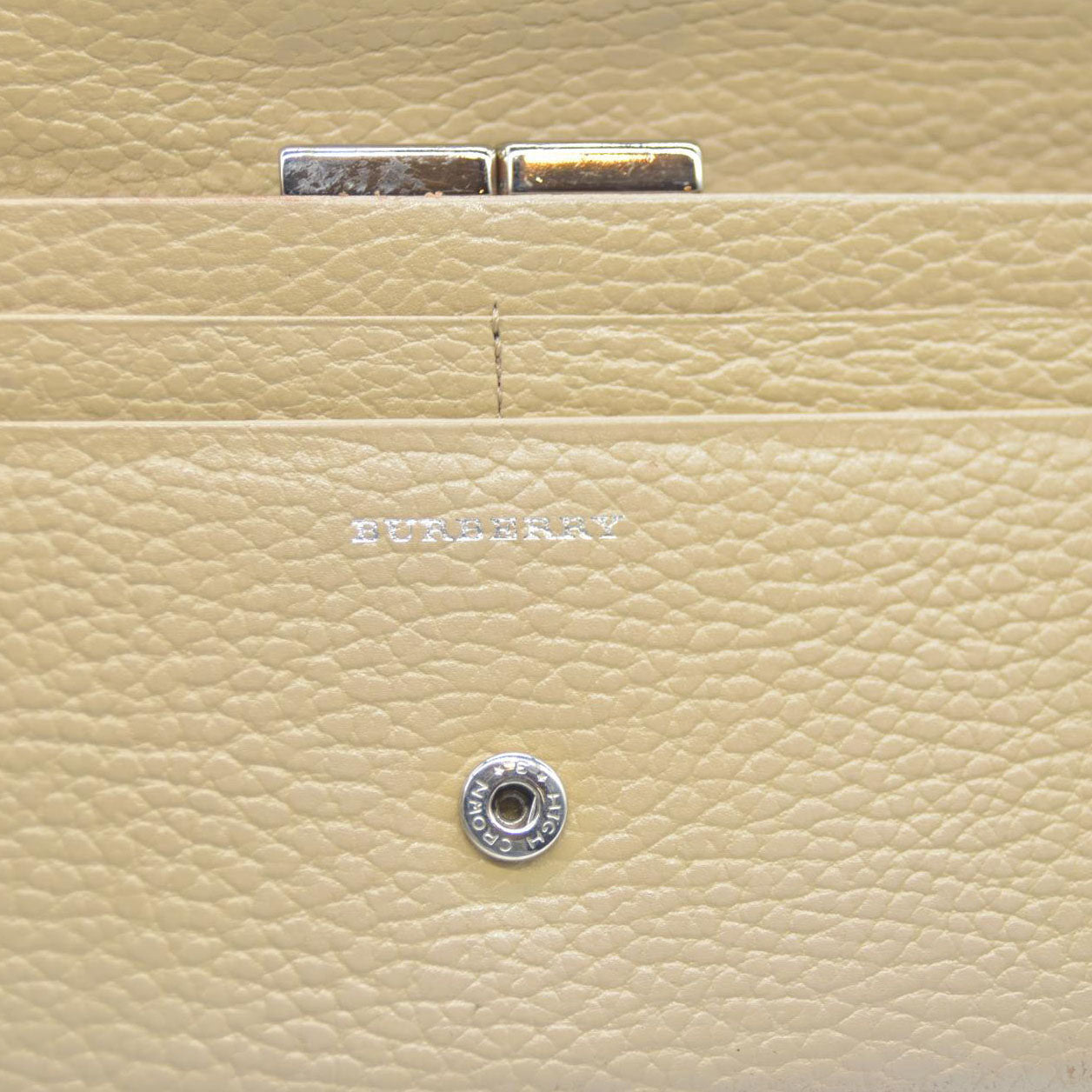 BURBERRY Leather Long Bifold Wallet Purse Beige