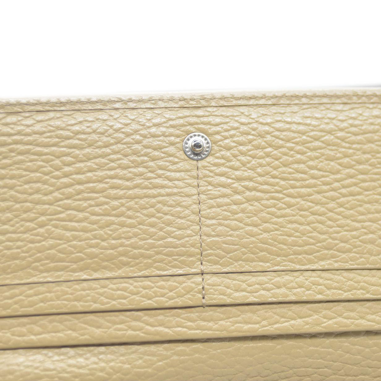 BURBERRY Leather Long Bifold Wallet Purse Beige