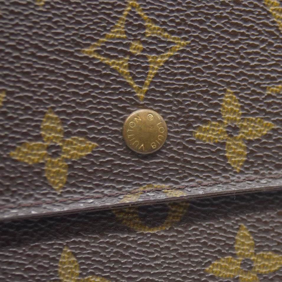 $725 Louis Vuitton Monogram Portefeiulle Sarah Long Trifold Wallet Brown TH0090