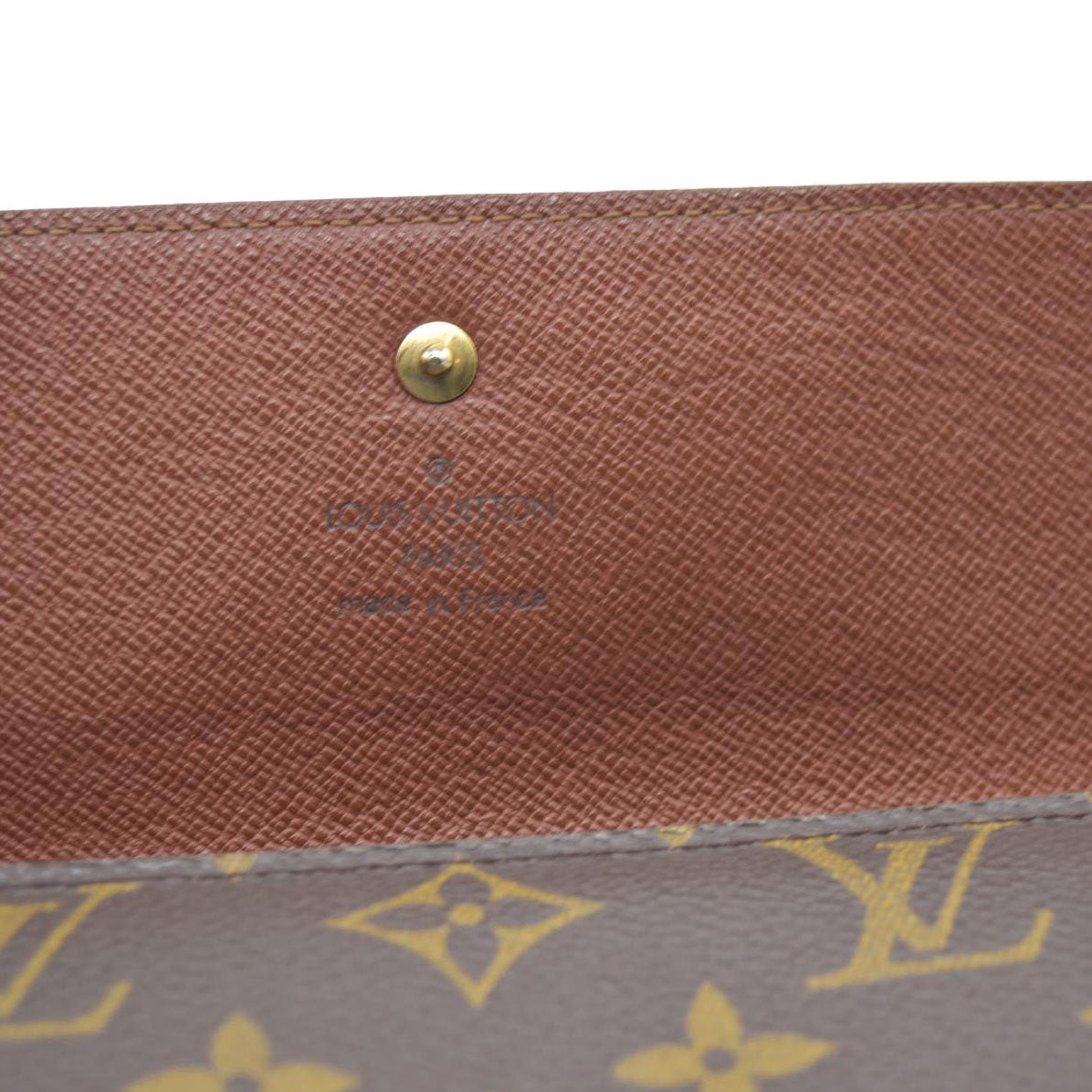 $725 Louis Vuitton Monogram Portefeiulle Sarah Long Trifold Wallet Brown TH0090