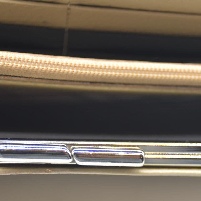 BURBERRY Leather Long Bifold Wallet Purse Beige