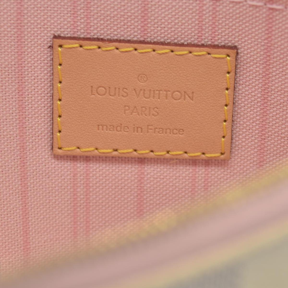 $600 Louis Vuitton Damier Azur Neverfull MM GM Pochette Rose Ballerine MS3179