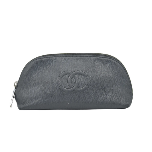 $1000 2011 Chanel Caviar Timeless CC Cosmetic Pouch Bag Black