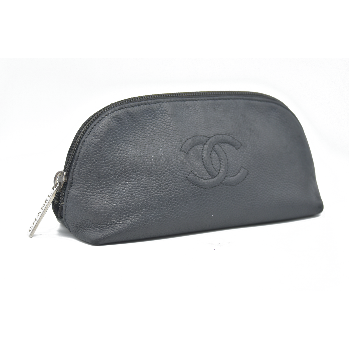 $1000 2011 Chanel Caviar Timeless CC Cosmetic Pouch Bag Black