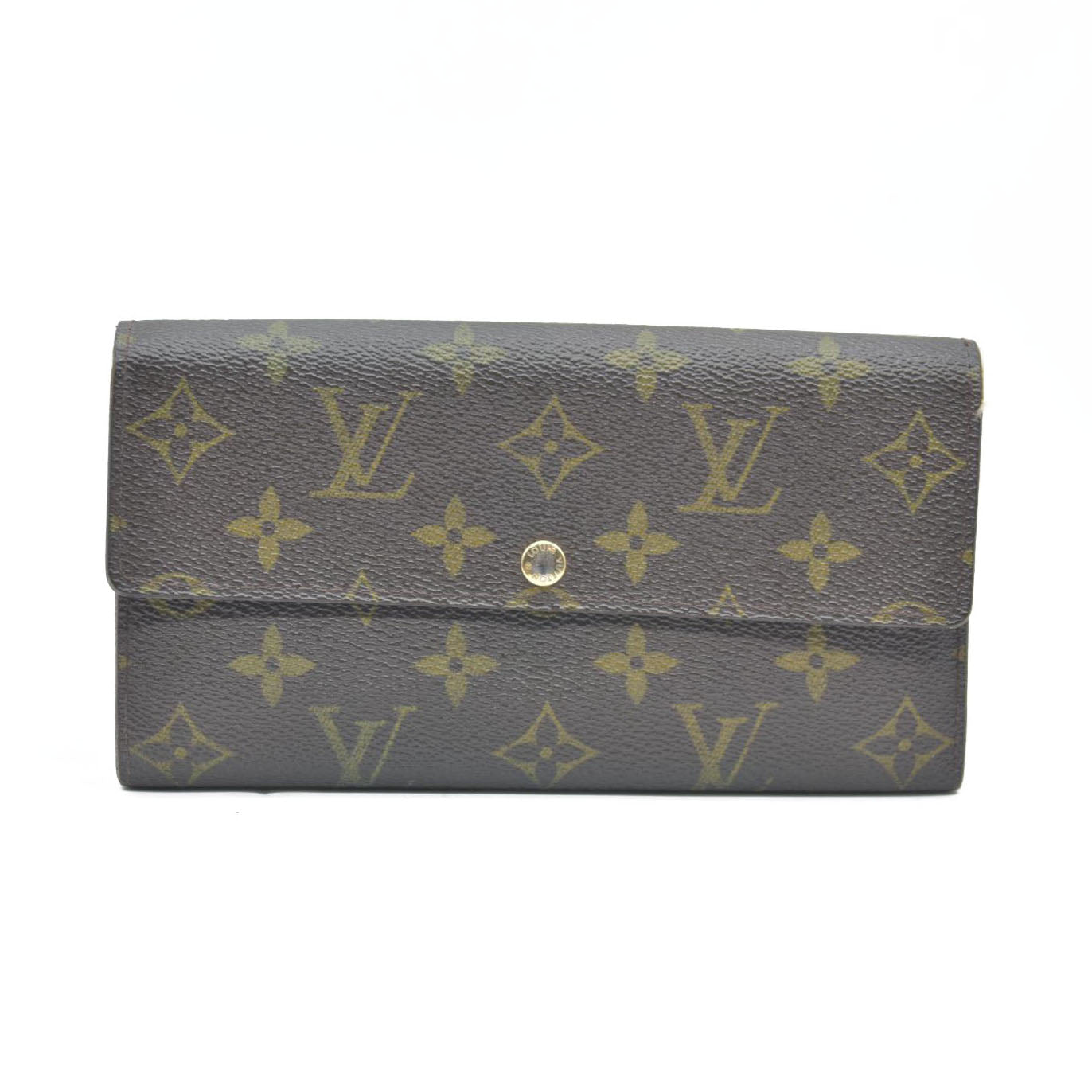 $725 Louis Vuitton Monogram Portefeiulle Sarah Long Bifold Wallet Brown CA6008