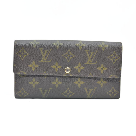 $725 Louis Vuitton Monogram Portefeiulle Sarah Long Bifold Wallet Brown CA6008