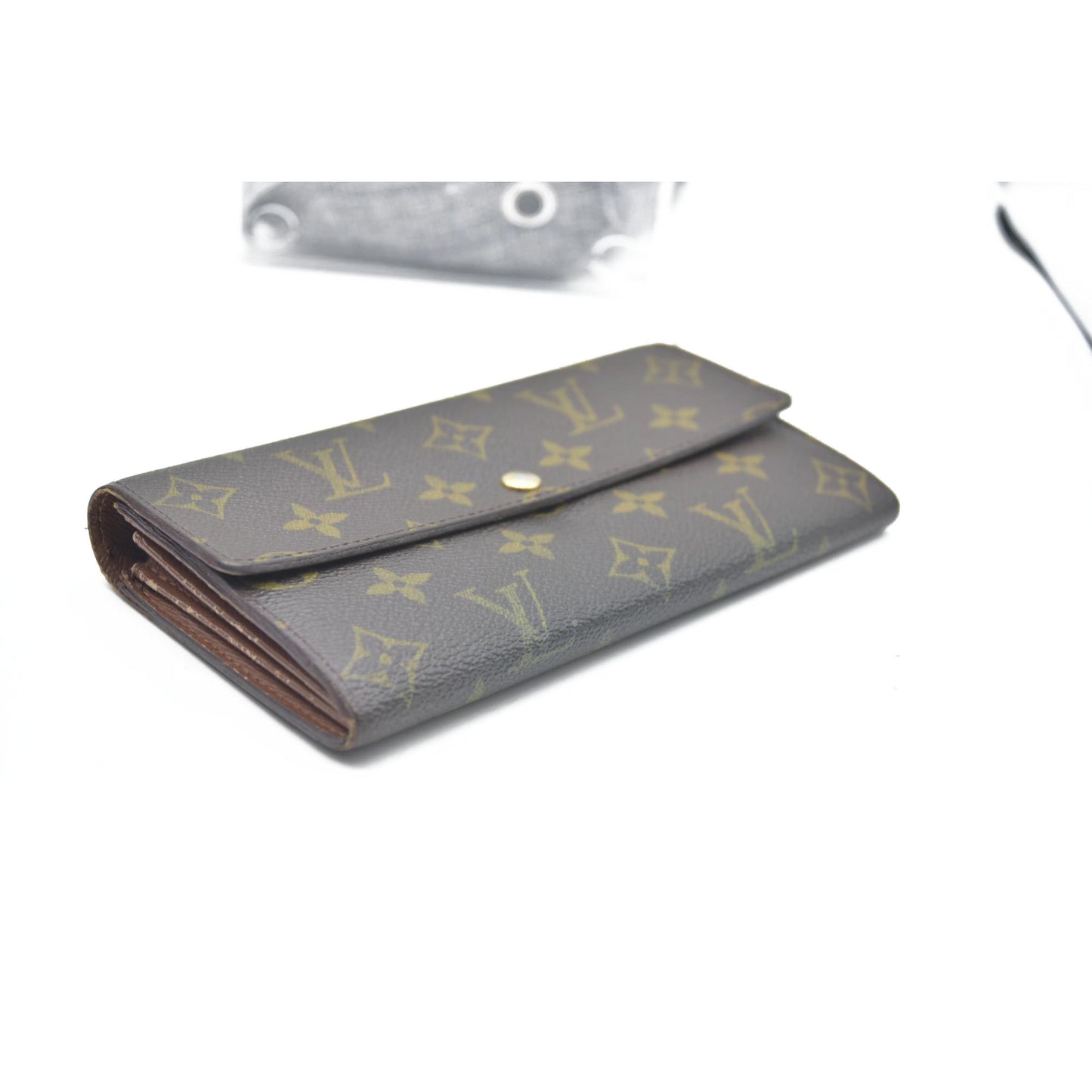 $725 Louis Vuitton Monogram Portefeiulle Sarah Long Bifold Wallet Brown CA6008