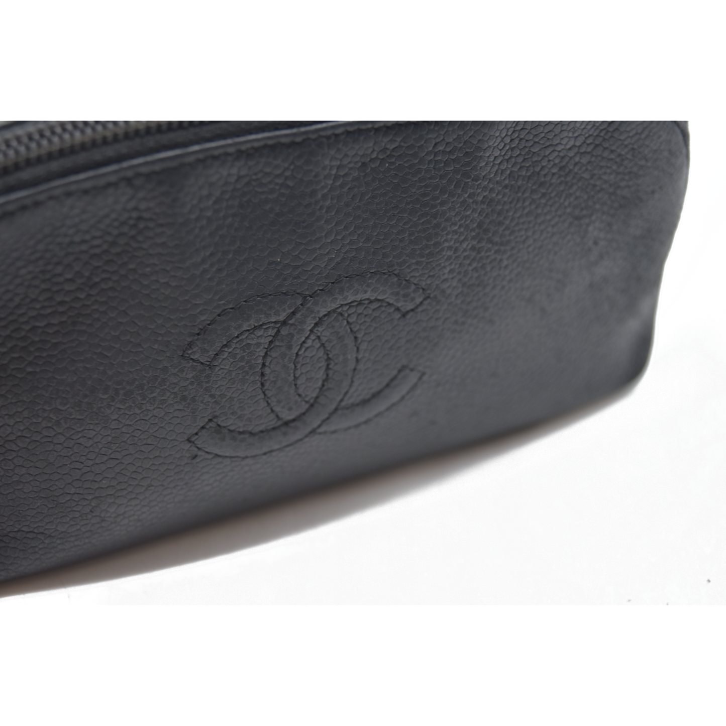 $1000 2011 Chanel Caviar Timeless CC Cosmetic Pouch Bag Black