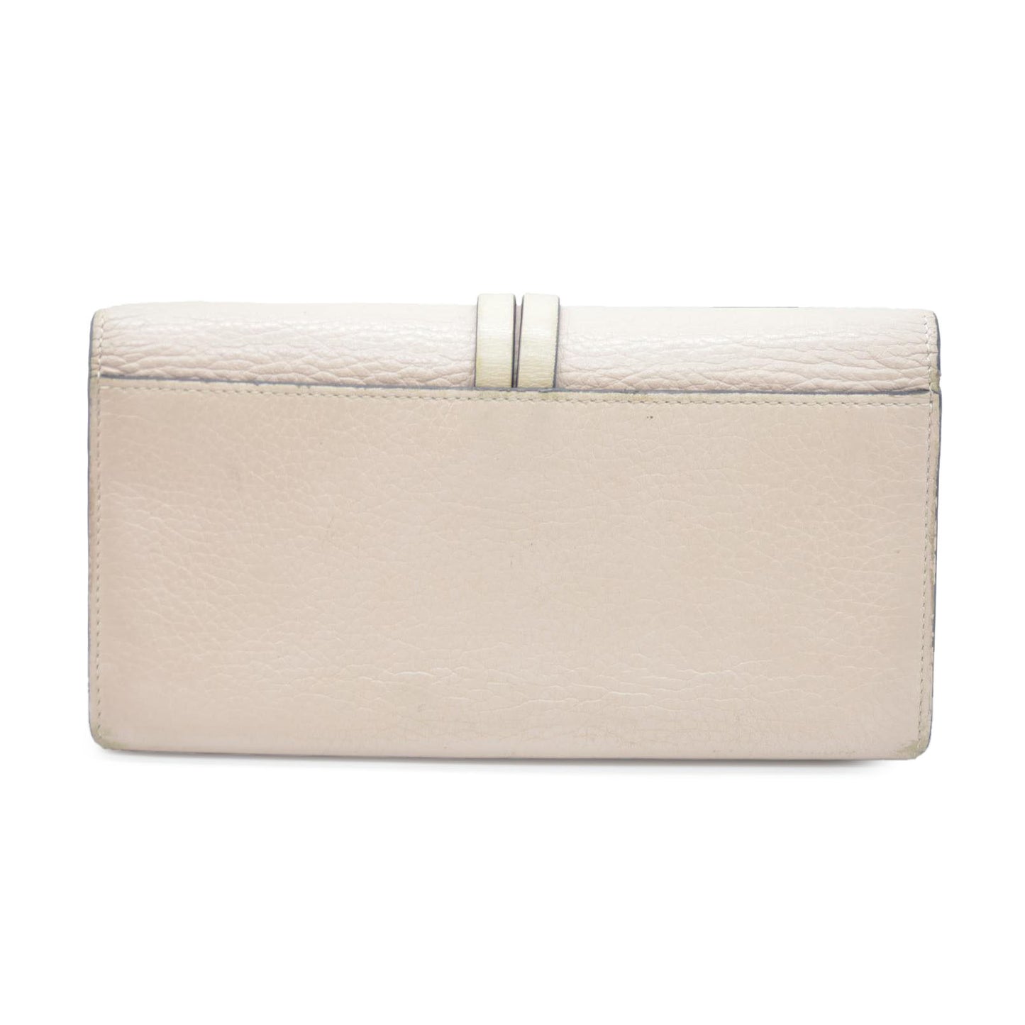 Chloe Alphabet Leather Long Bifold Wallet Purse Beige