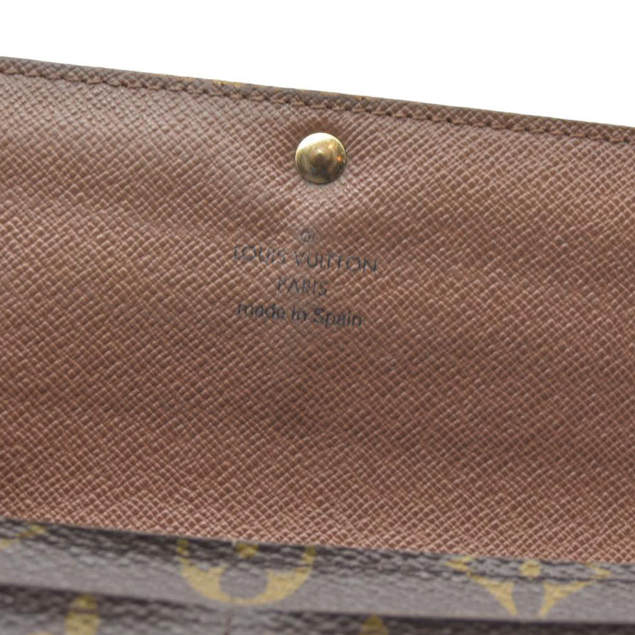 $725 Louis Vuitton Monogram Portefeiulle Sarah Long Bifold Wallet Brown CA6008