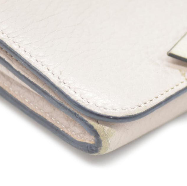 Chloe Alphabet Leather Long Bifold Wallet Purse Beige