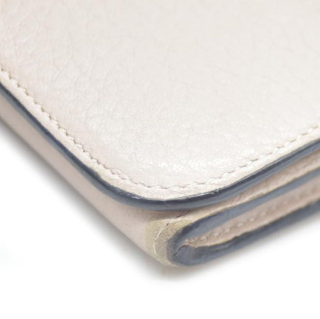 Chloe Alphabet Leather Long Bifold Wallet Purse Beige