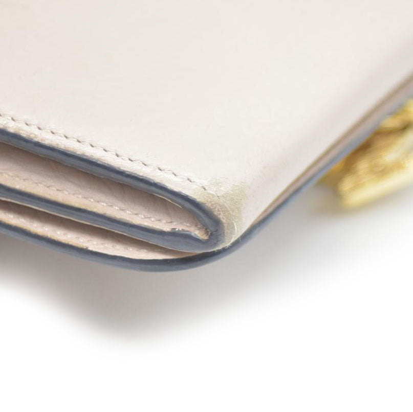 Chloe Alphabet Leather Long Bifold Wallet Purse Beige