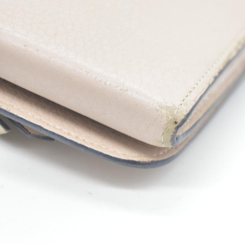 Chloe Alphabet Leather Long Bifold Wallet Purse Beige