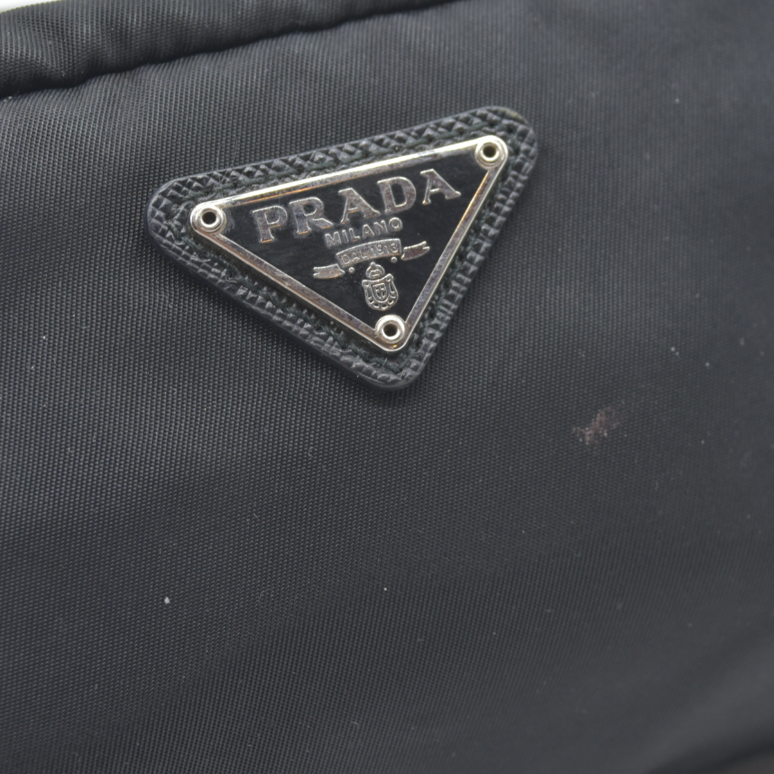 $1120 Prada Black Saffiano Pouch Cosmetic Bag
