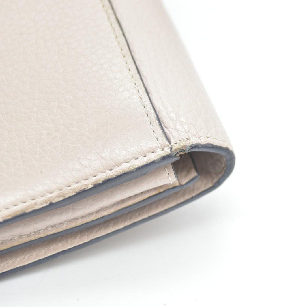 Chloe Alphabet Leather Long Bifold Wallet Purse Beige