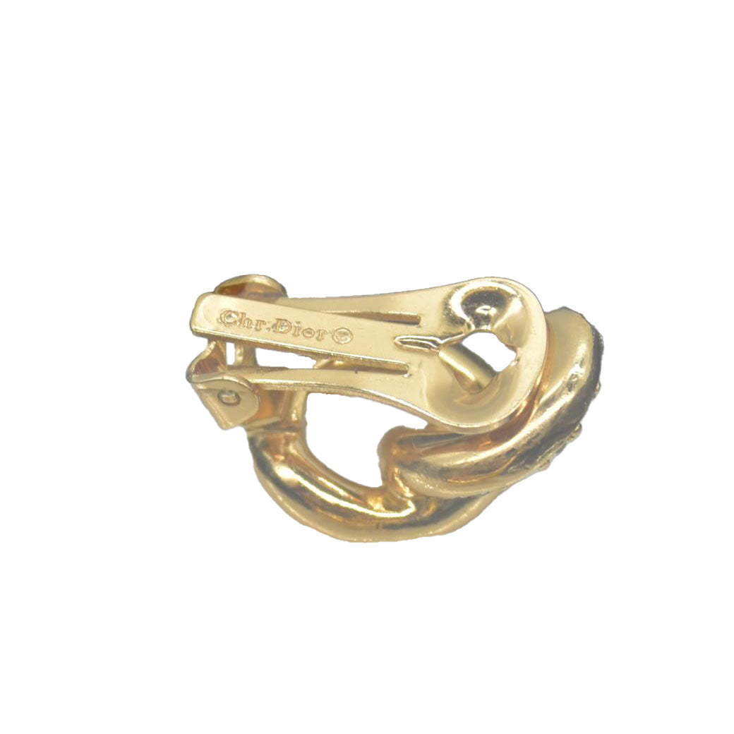 Christian Dior Gold Tone Chain-Link Clip-On Earrings CONSIGNMENT