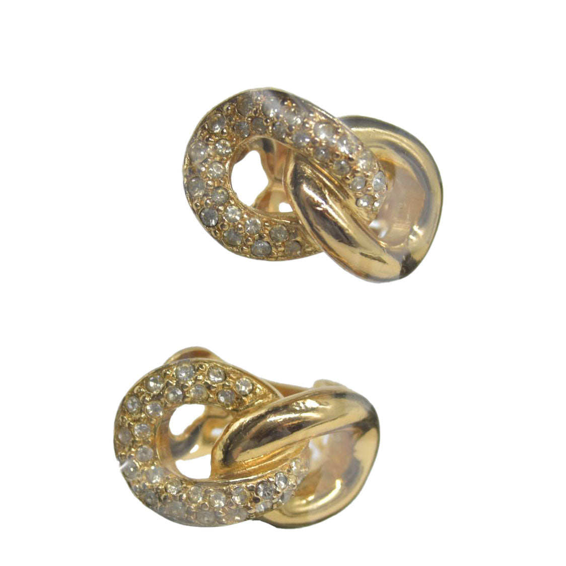 Christian Dior Gold Tone Chain-Link Clip-On Earrings CONSIGNMENT