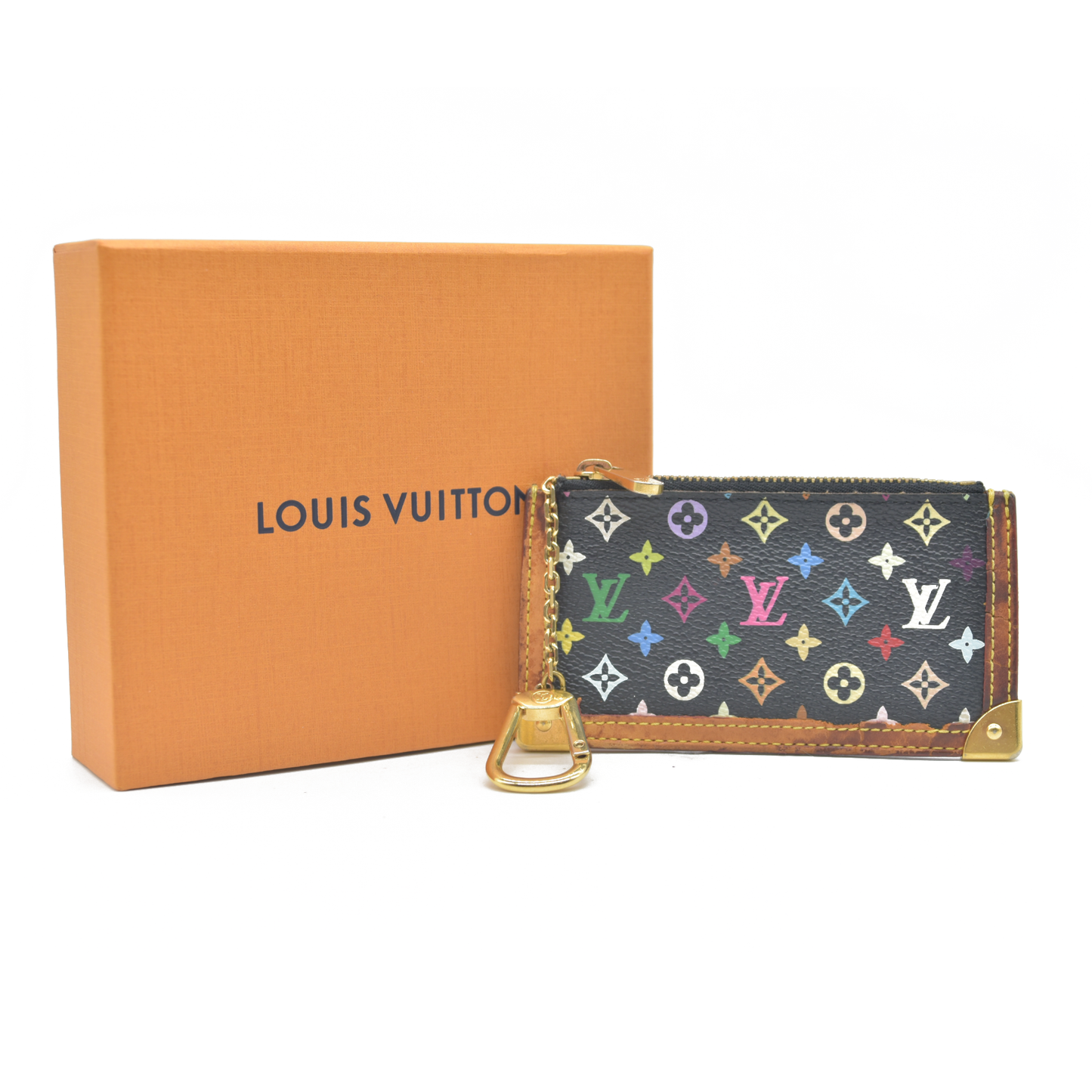 $530 Louis Vuitton Monogram Multicolor Key Pouch Black