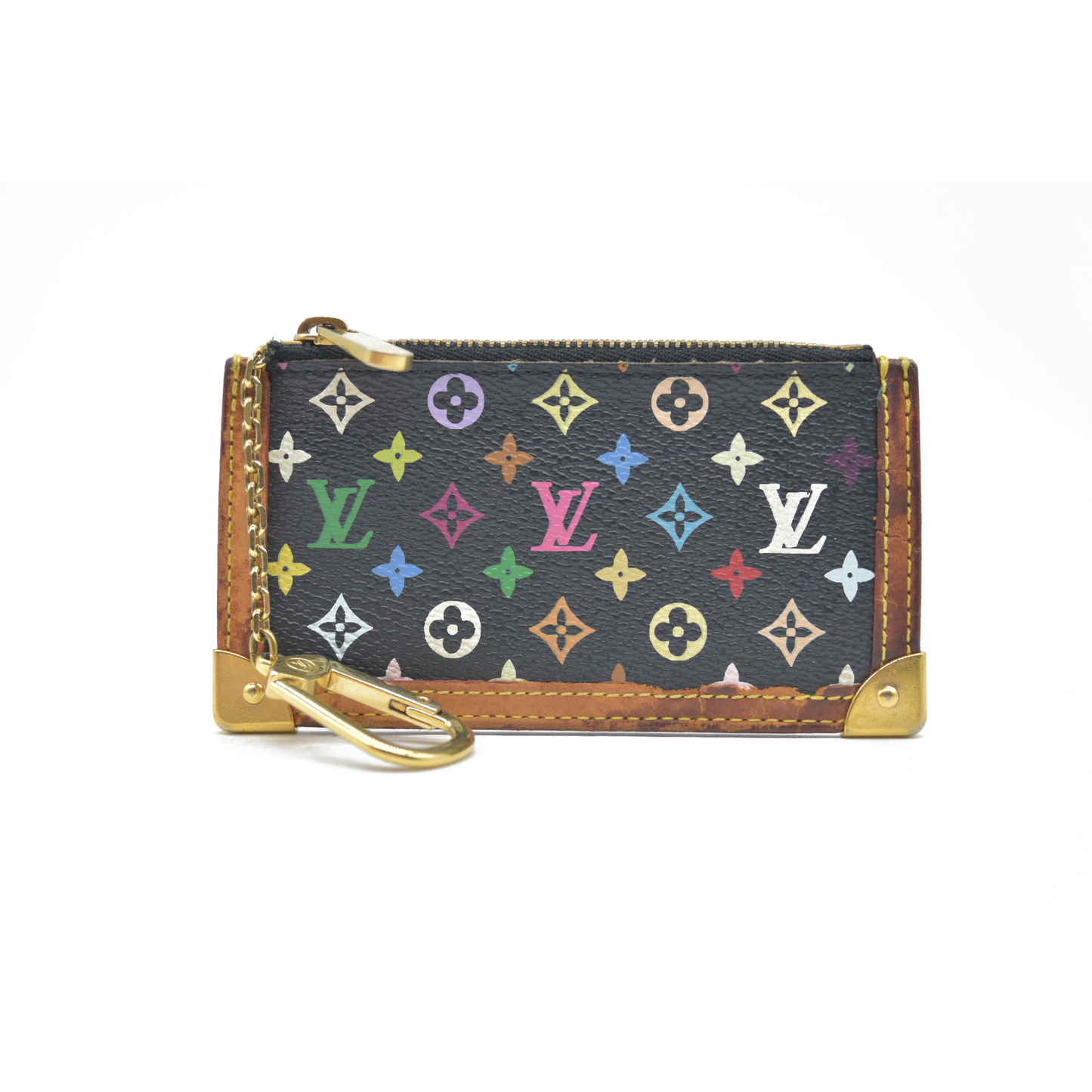 $530 Louis Vuitton Monogram Multicolor Key Pouch Black