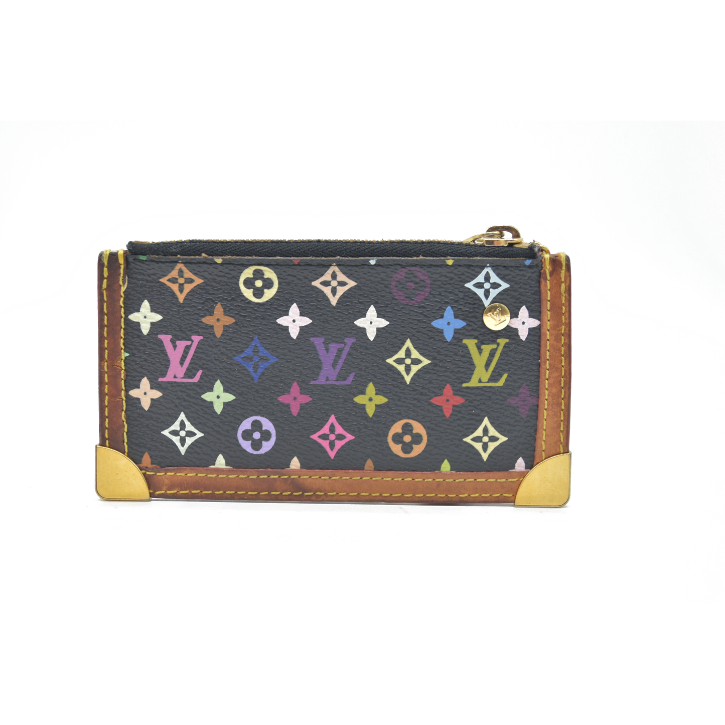 $530 Louis Vuitton Monogram Multicolor Key Pouch Black