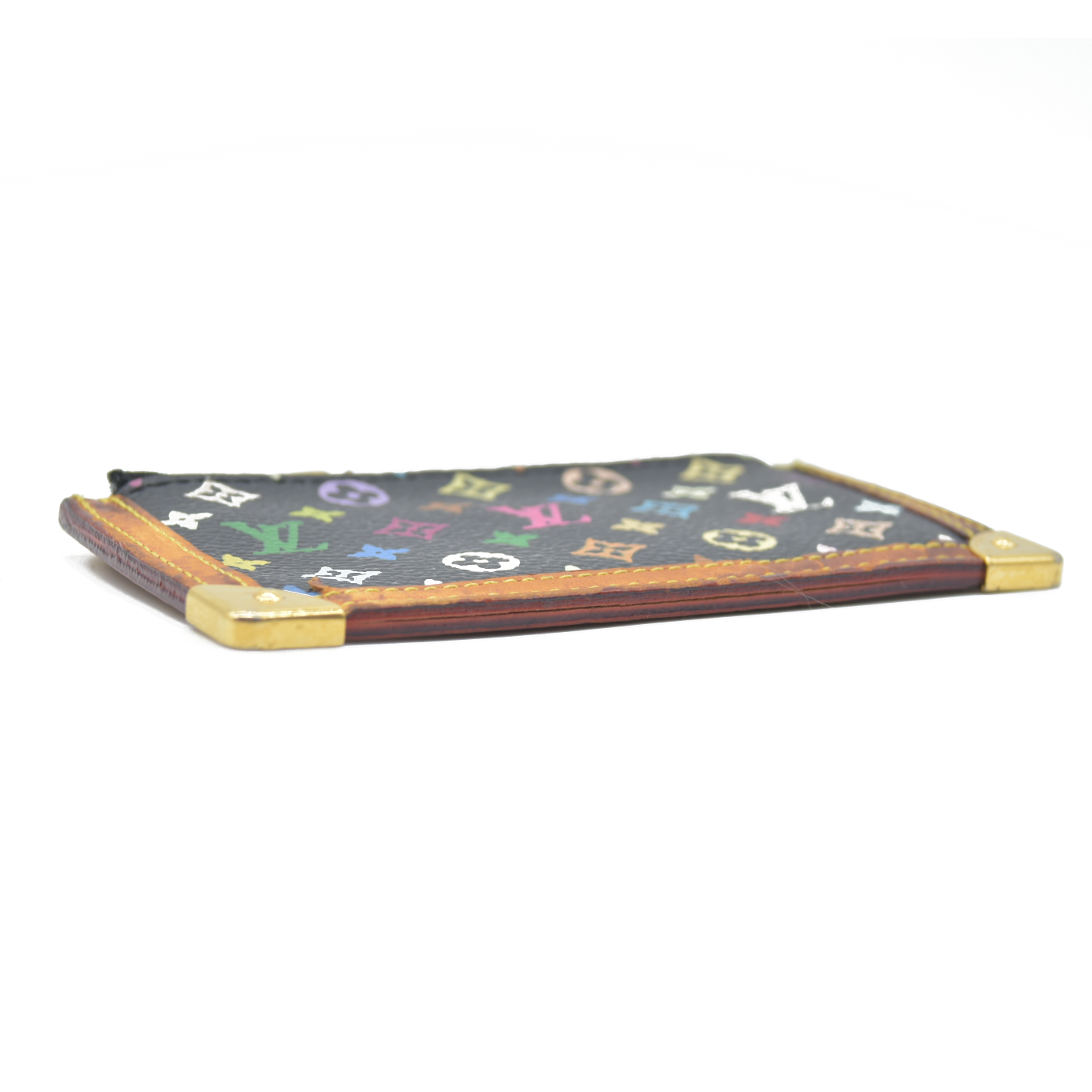 $530 Louis Vuitton Monogram Multicolor Key Pouch Black