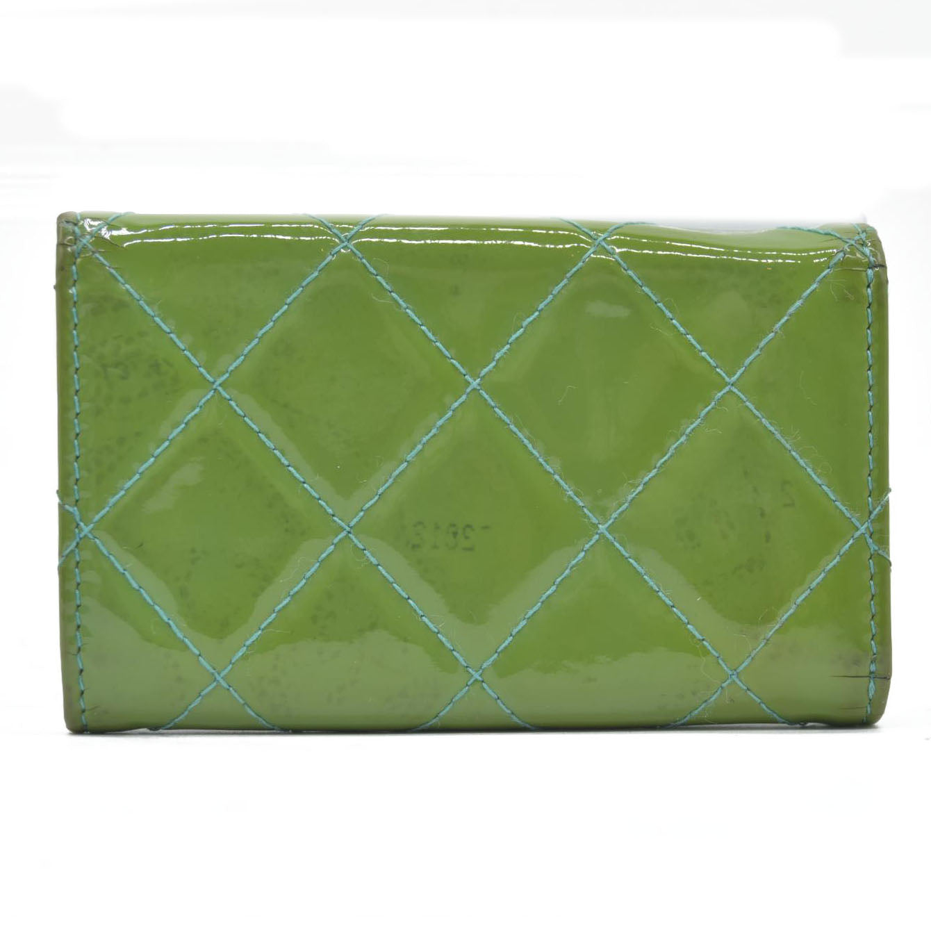 Chanel Interlocking CC Logo Patent Leather Wallet Green