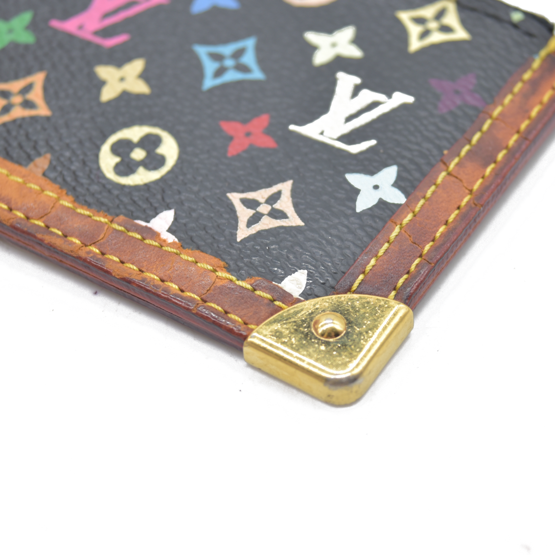 $530 Louis Vuitton Monogram Multicolor Key Pouch Black