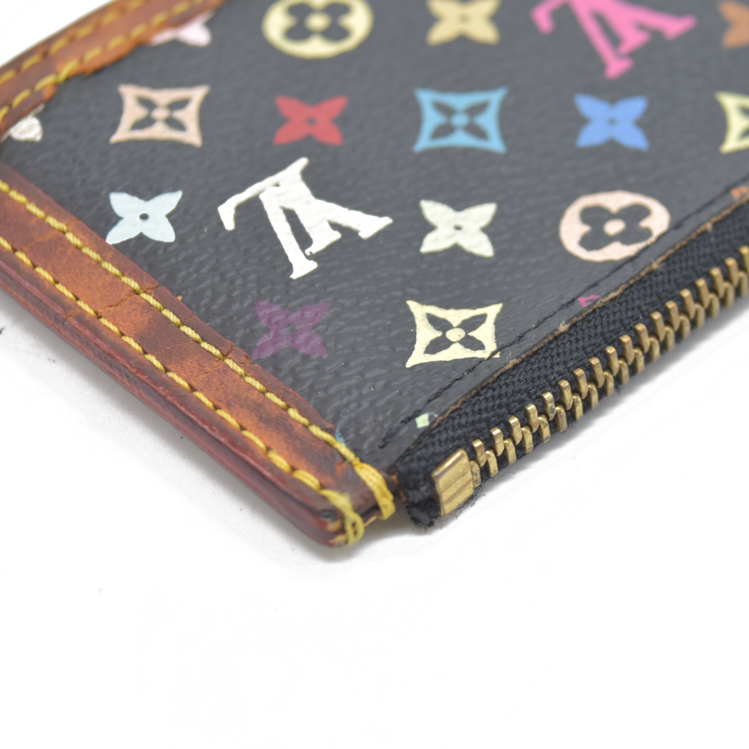 $530 Louis Vuitton Monogram Multicolor Key Pouch Black