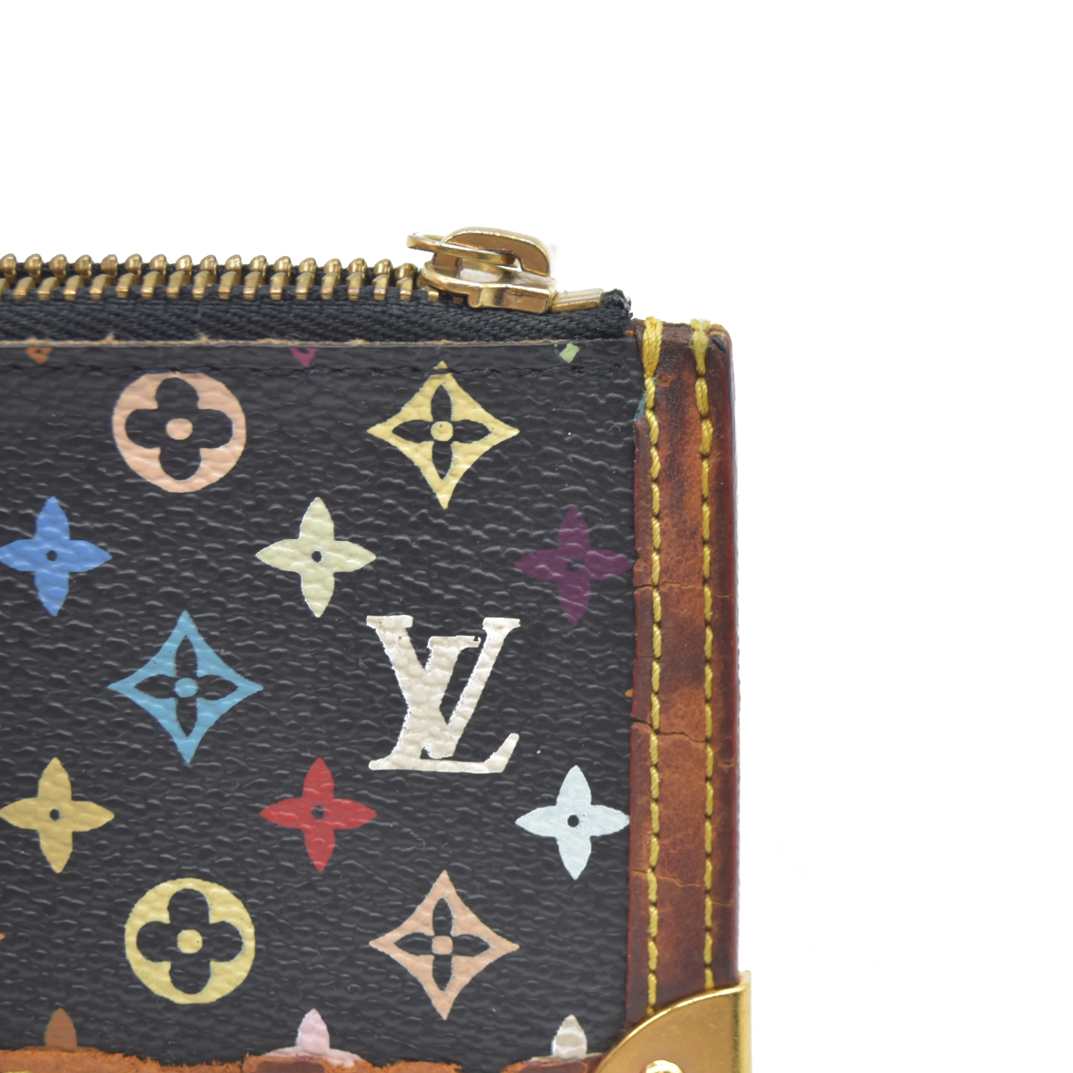 $530 Louis Vuitton Monogram Multicolor Key Pouch Black