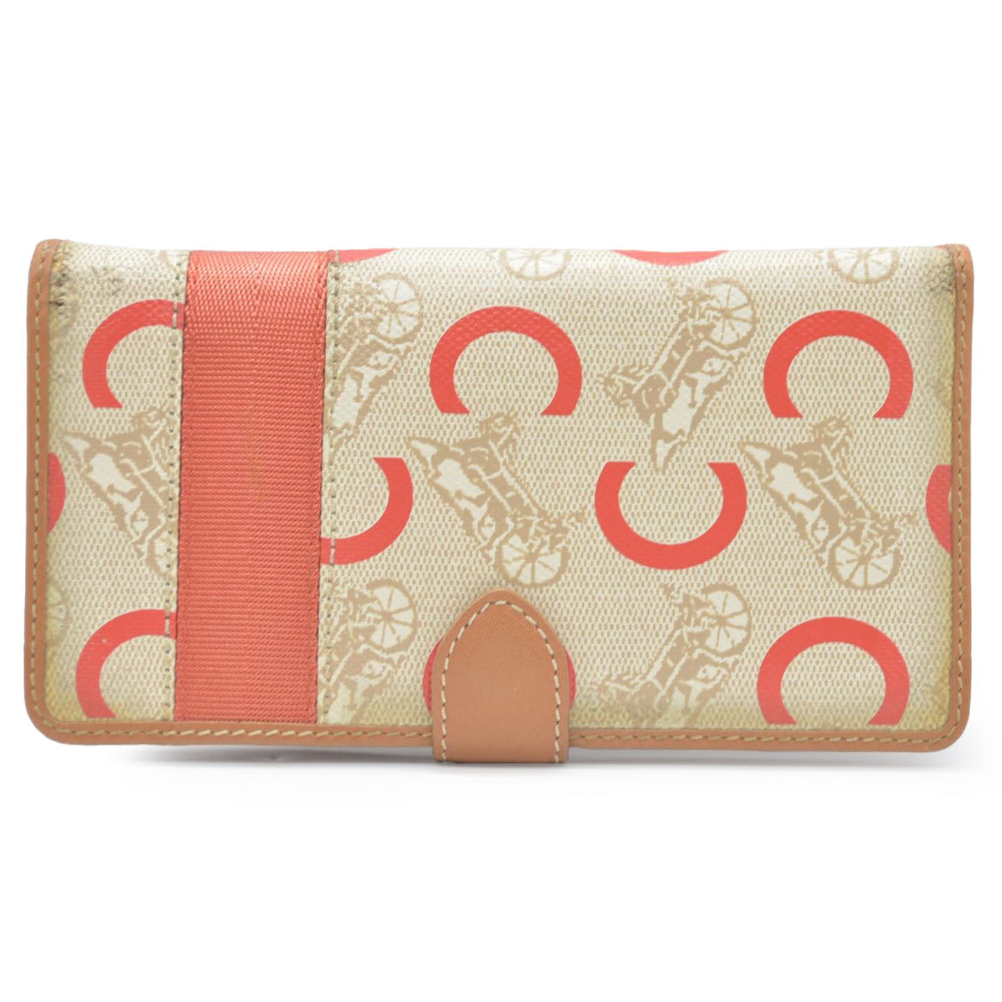 CELINE Horse Carriage C PVC Long Bifold Wallet Beige