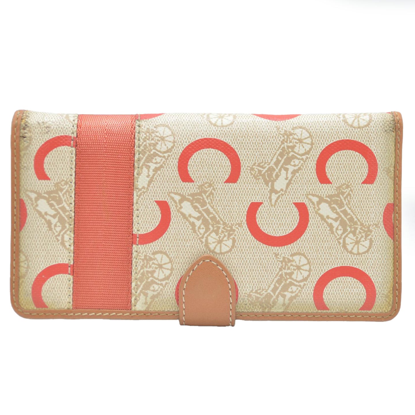 CELINE Horse Carriage C PVC Long Bifold Wallet Beige