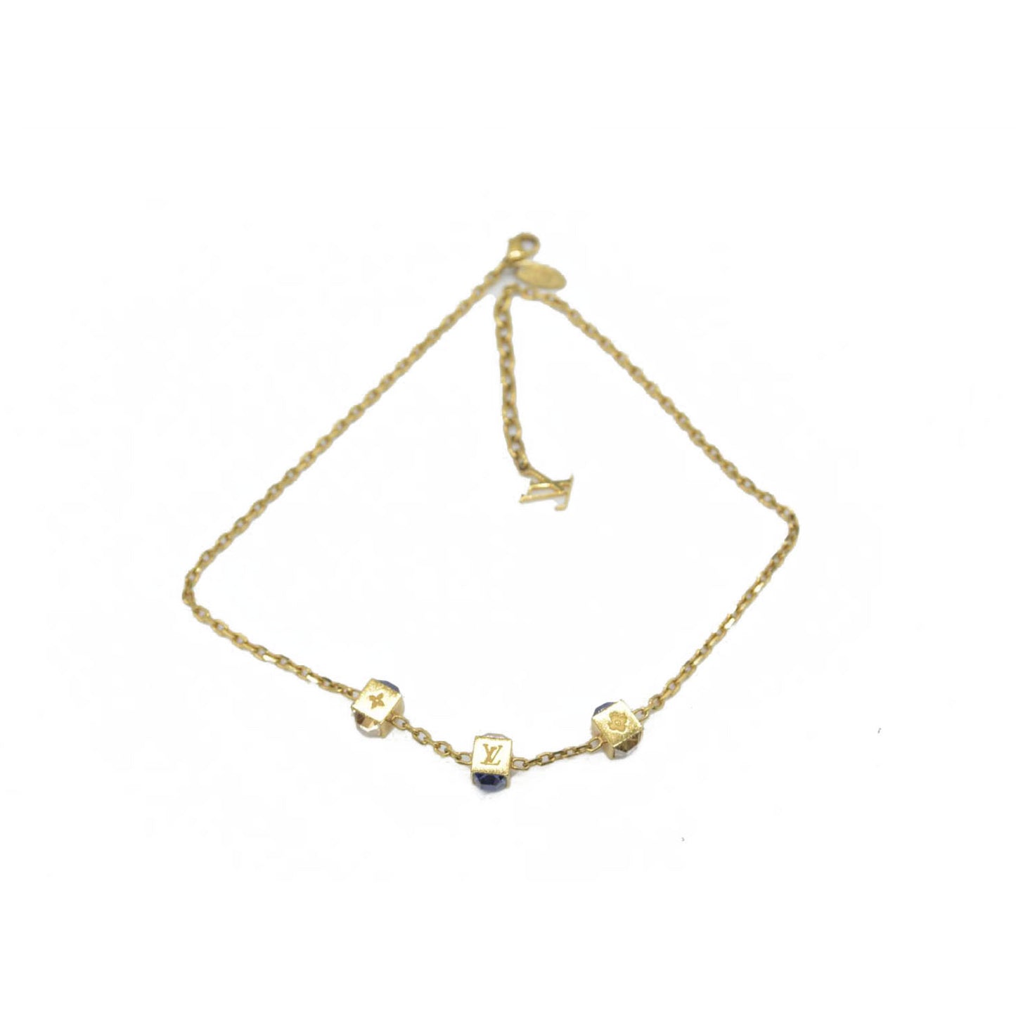 $385 Louis Vuitton Crystal Gambles Station Necklace