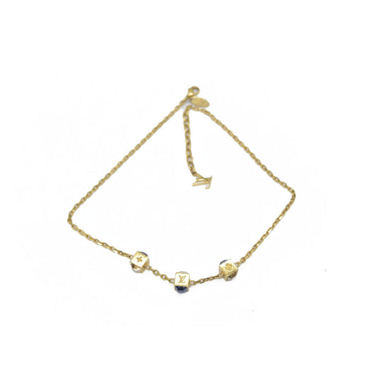 $385 Louis Vuitton Crystal Gambles Station Necklace