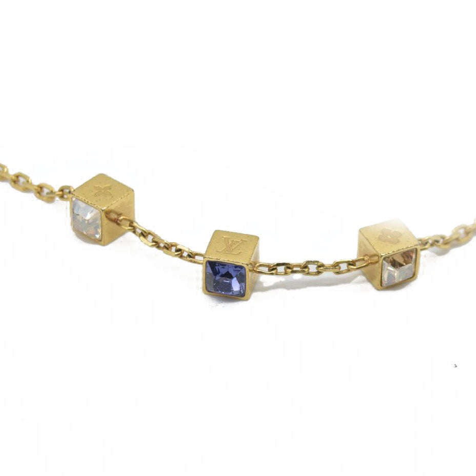 $385 Louis Vuitton Crystal Gambles Station Necklace