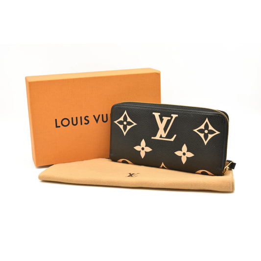 LOUIS VUITTON Empreinte Monogram Giant Zippy Wallet Black Beige