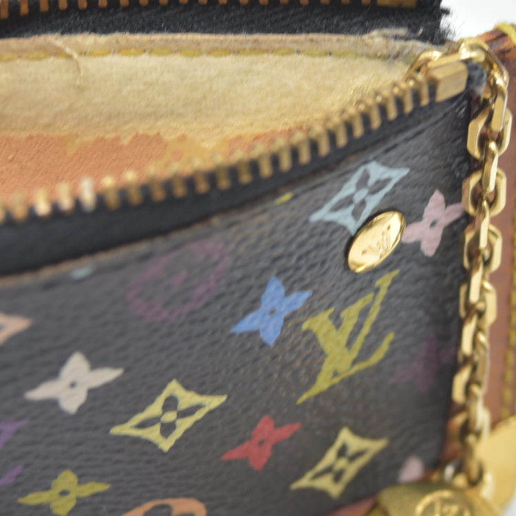 $530 Louis Vuitton Monogram Multicolor Key Pouch Black