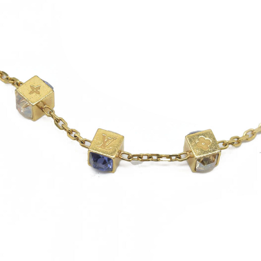 $385 Louis Vuitton Crystal Gambles Station Necklace
