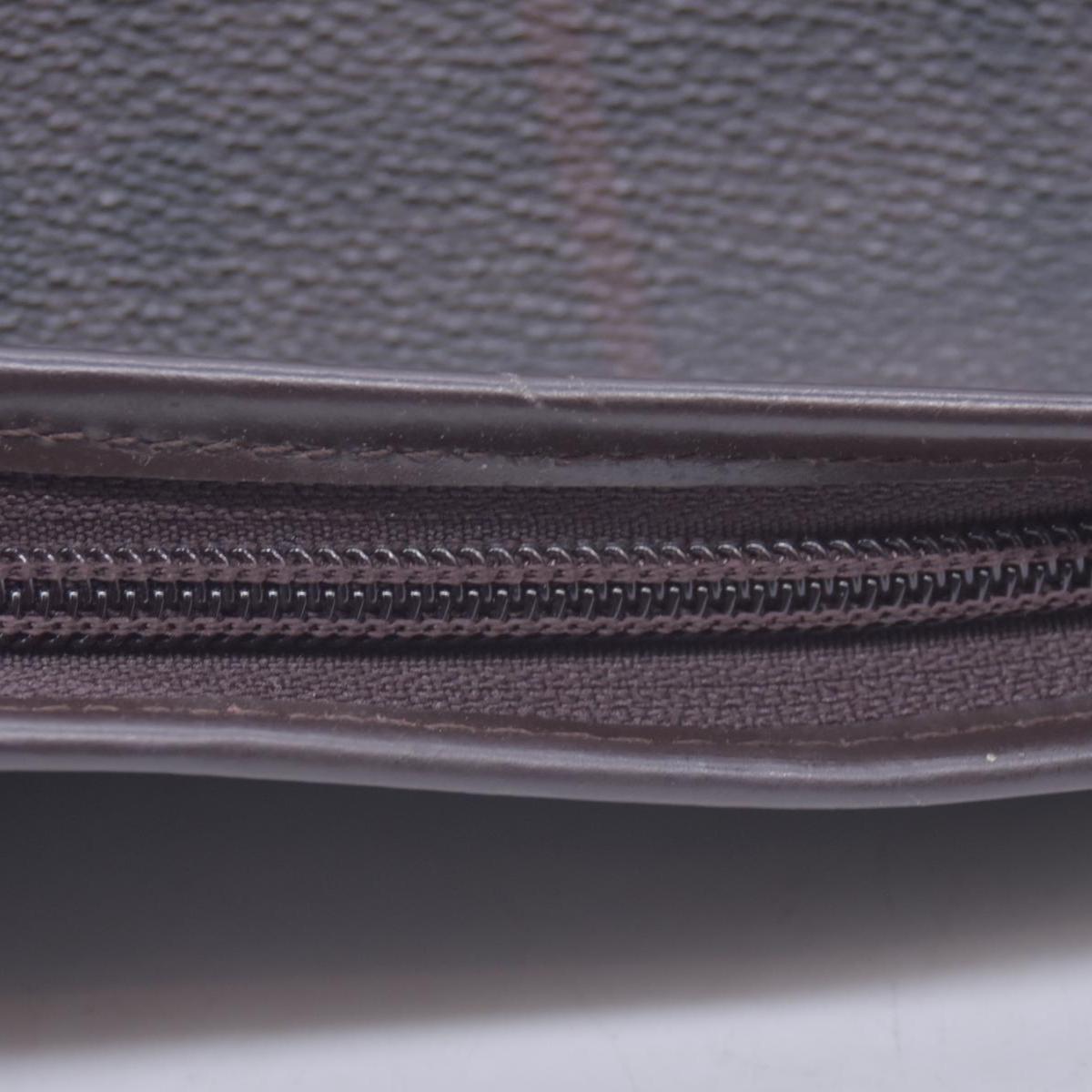 $780  BURBERRY Coated Canvas Check Flat Messenger Bag Dark Brown CONSIGNMENT 10021351