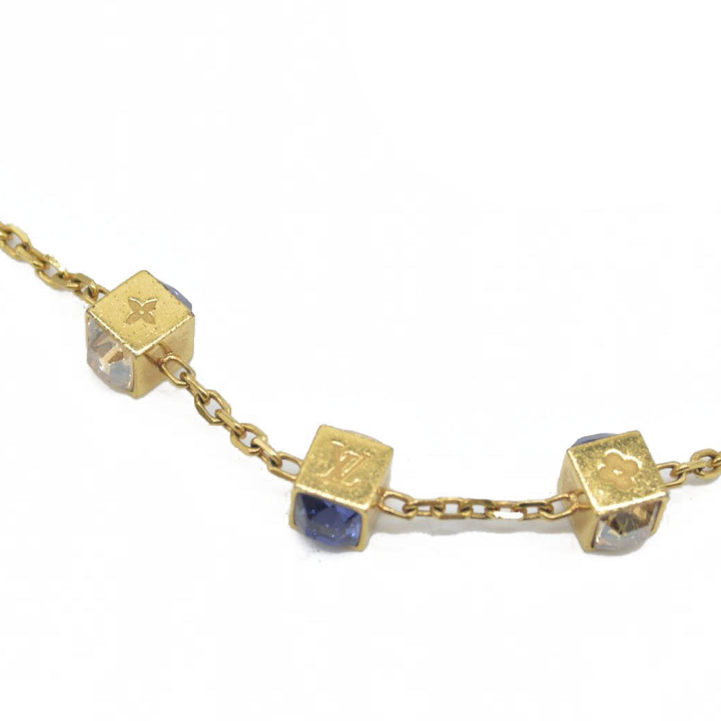 $385 Louis Vuitton Crystal Gambles Station Necklace