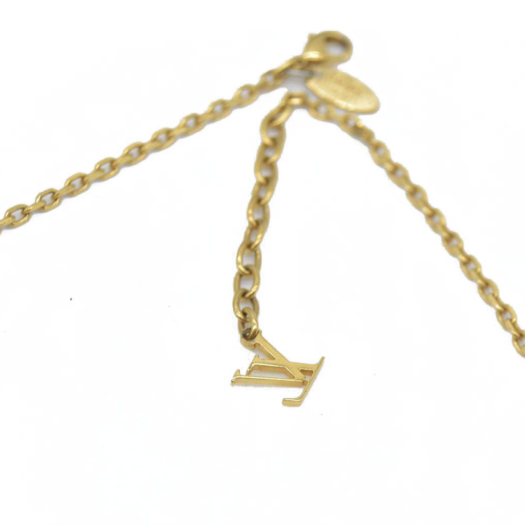 $385 Louis Vuitton Crystal Gambles Station Necklace