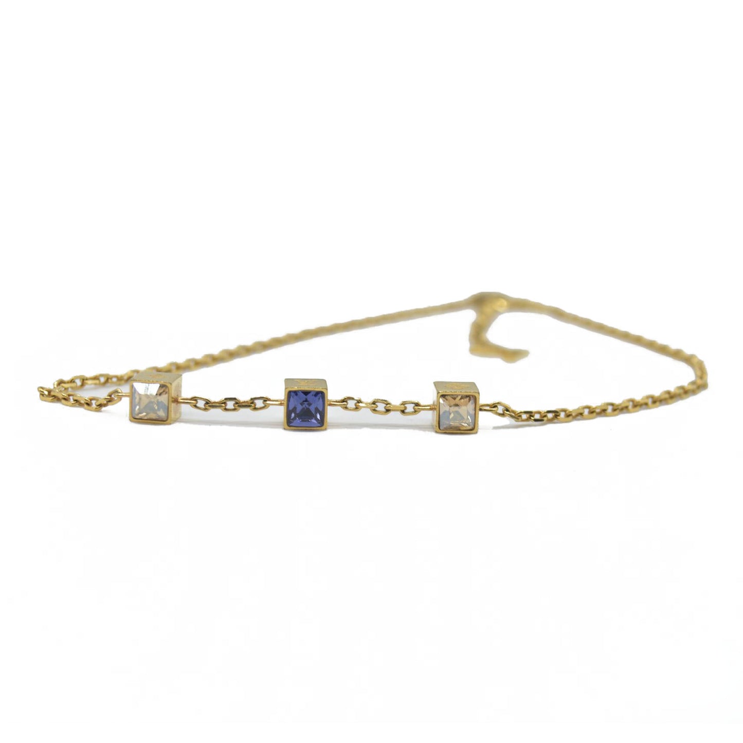 $385 Louis Vuitton Crystal Gambles Station Necklace
