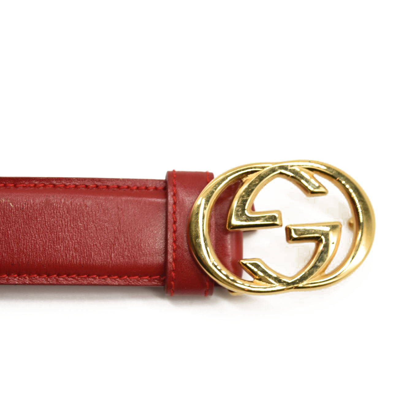 GUCCI Calfskin Interlocking G Belt 75 30 Vibrant Red